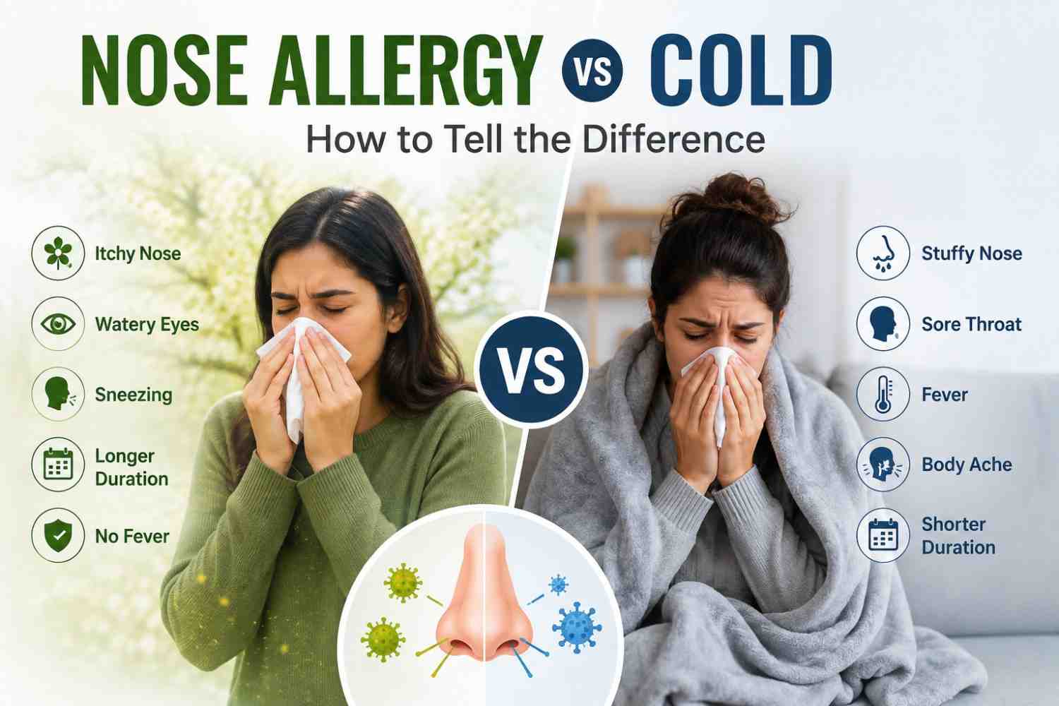 Nose Allergy vs Cold